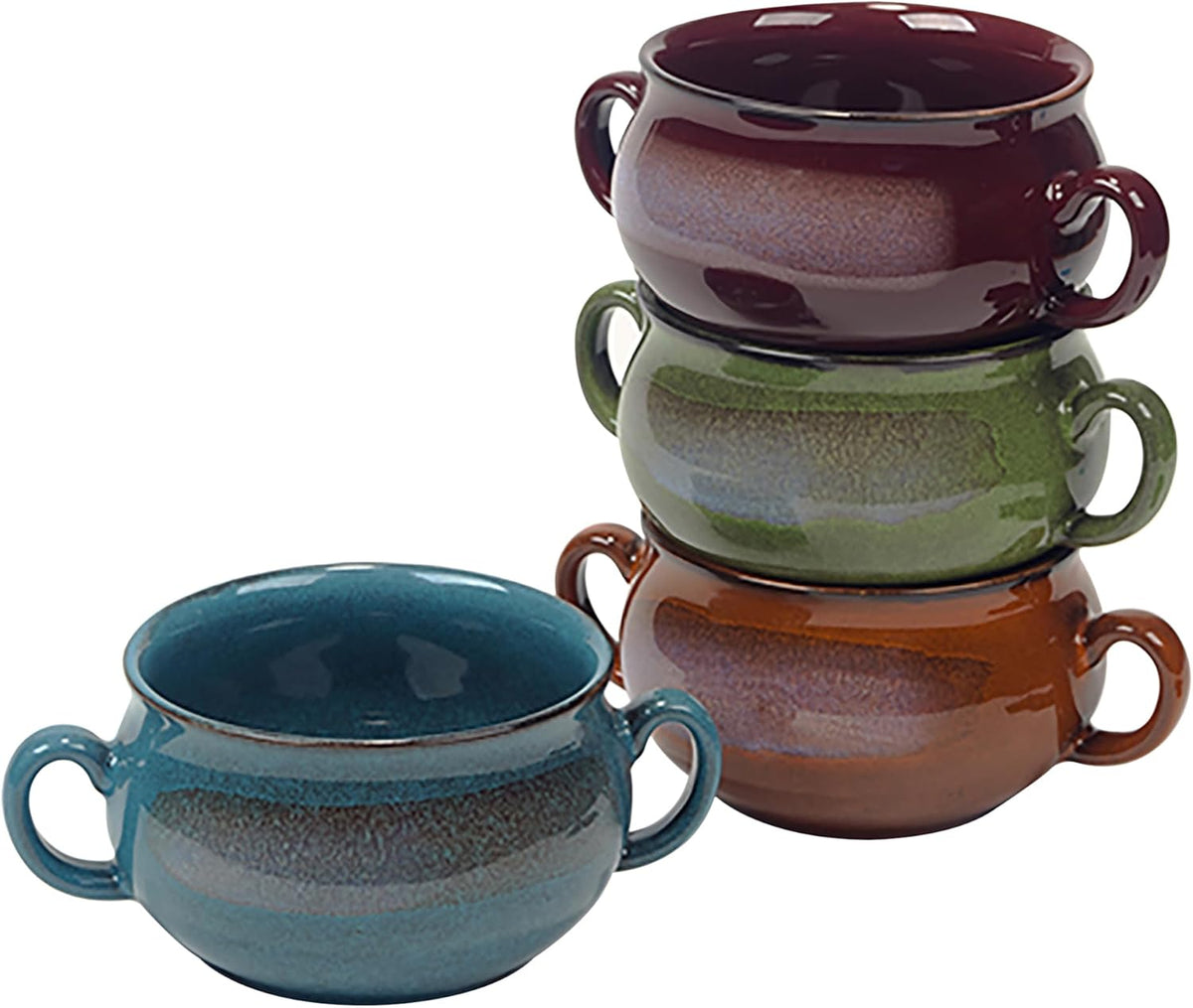 Stoneware 24oz Reactive Glaze Soup Crocks Set of 4: Perfect for soups, stews