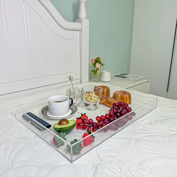 Serving Tray, Clear Acrylic Rectangular, 20 x 14 Inch