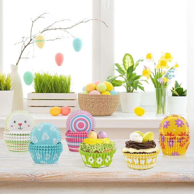 Baking Cups, 600 Pieces Easter Paper Cupcake Liners in 6 Designs