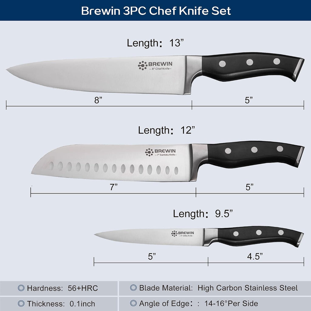Professional Kitchen Knives, 3PC Chef Knife Set Sharp Knives for Kitchen High – features