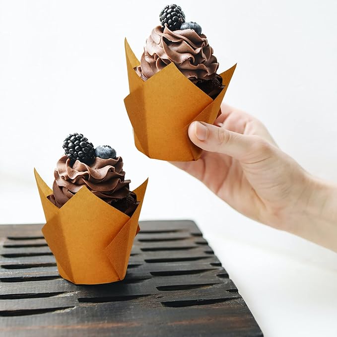 Baking Cups: 200 Count Brown Tulip Greaseproof Paper Cupcake Liners