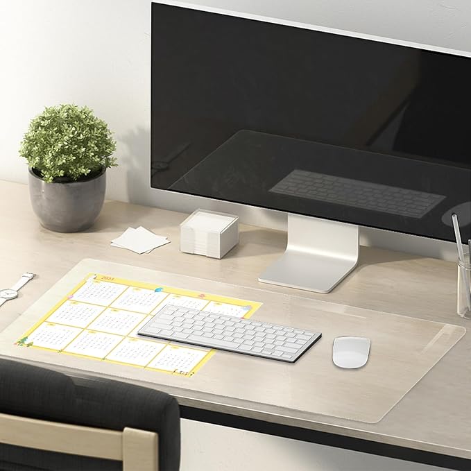 Clear Table Cover Protector, 14x48 Inch Desk Mat, 1.5mm Thick Plastic Table Pad, Vinyl Table Protector