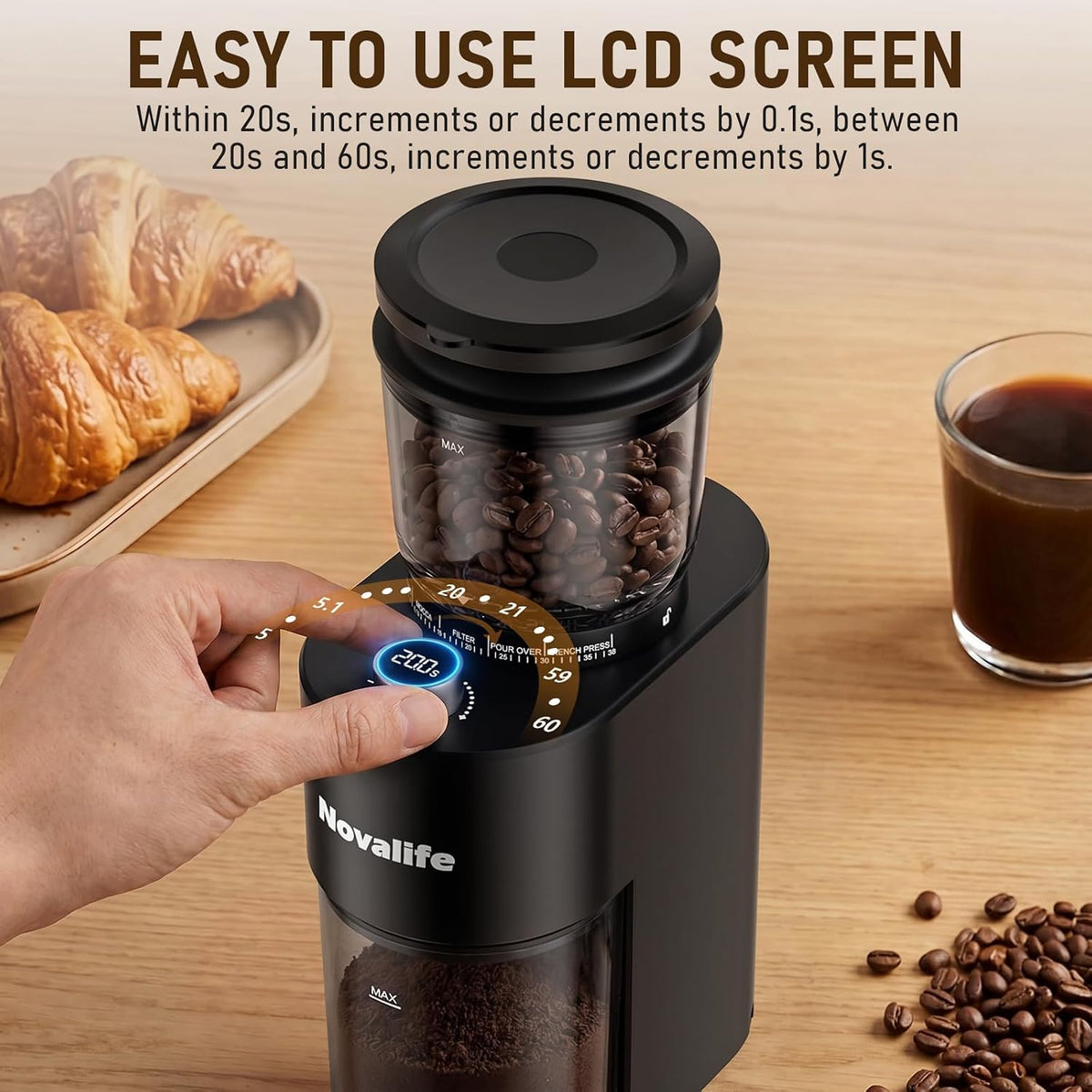Coffee Grinder, Electric Coffee Bean Grinder with Anti-Static Design, 38 – close-up