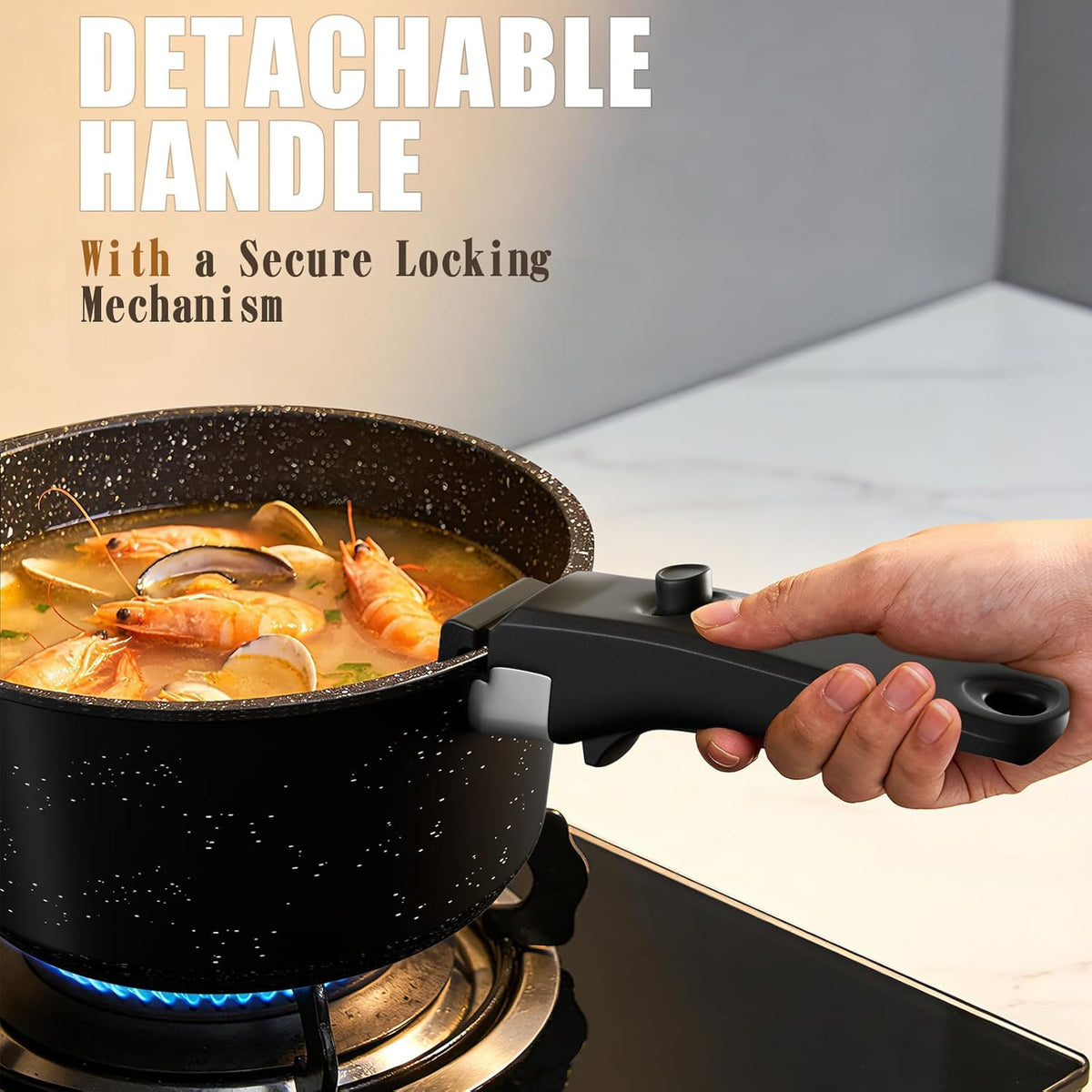21Pcs Pots and Pans Set Non Stick, Nonstick Ceramic Cookware Sets Detachable – size reference