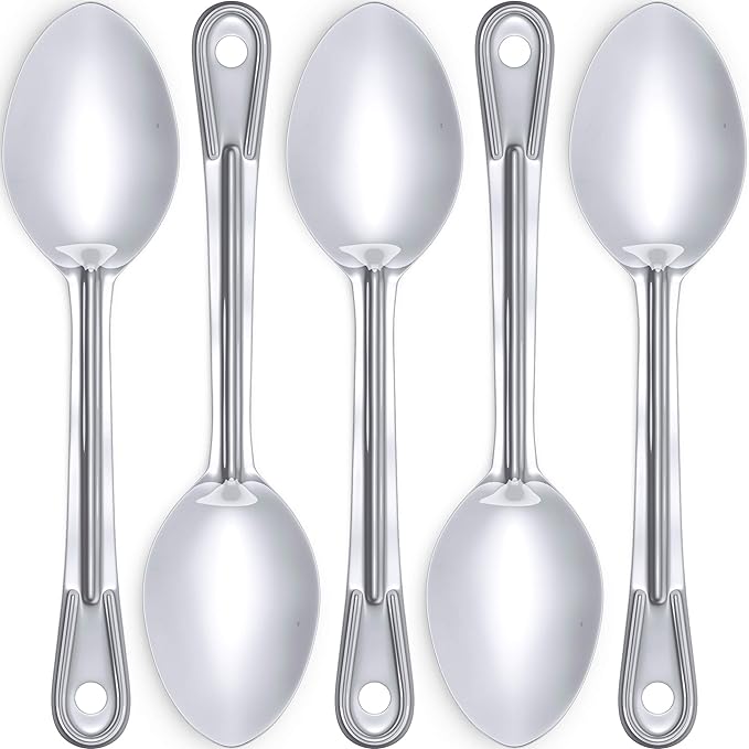 Cooking Spoons, 11 Inch Stainless Steel Serving Spoons, 5 Pack