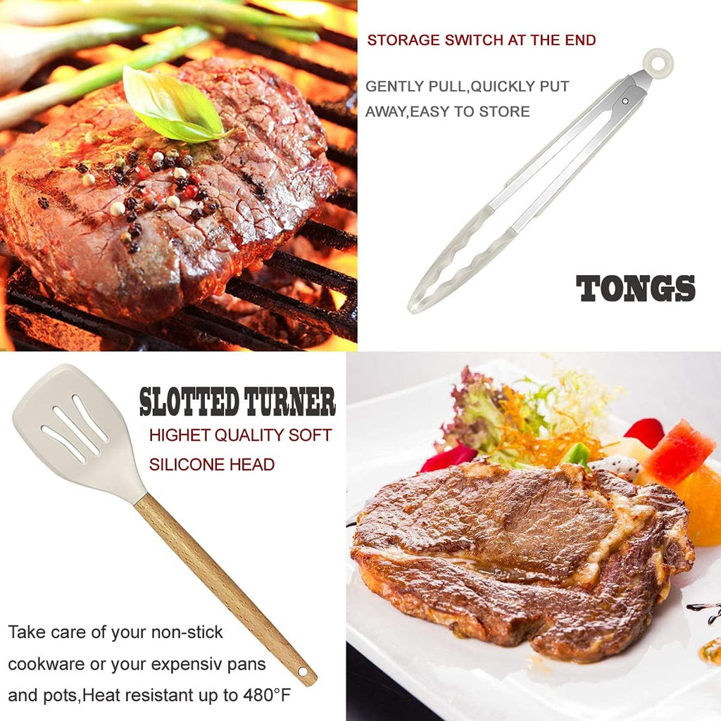 Kitchen Utensils Set- 35 PCs Cooking Utensils with Grater,Tongs, Spoon Spatula – close-up