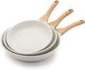 SENSARTE Nonstick Frying Pan Skillets, White Ceramic Coating Omelette Pans, Healthy Cookware Chef's Pan, Free of PTFE & PFAS (9.5+11+12.5 Inch)