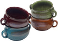 Soup Bowls: Set of 4 Stoneware Crocks, 24 Oz Reactive Glaze