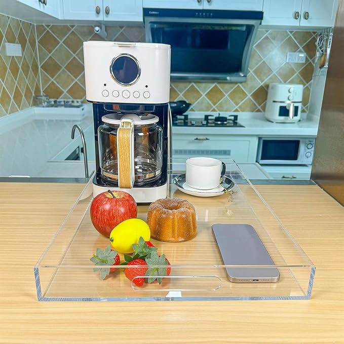 Serving Tray, Clear Acrylic Rectangular, 20 x 14 Inch