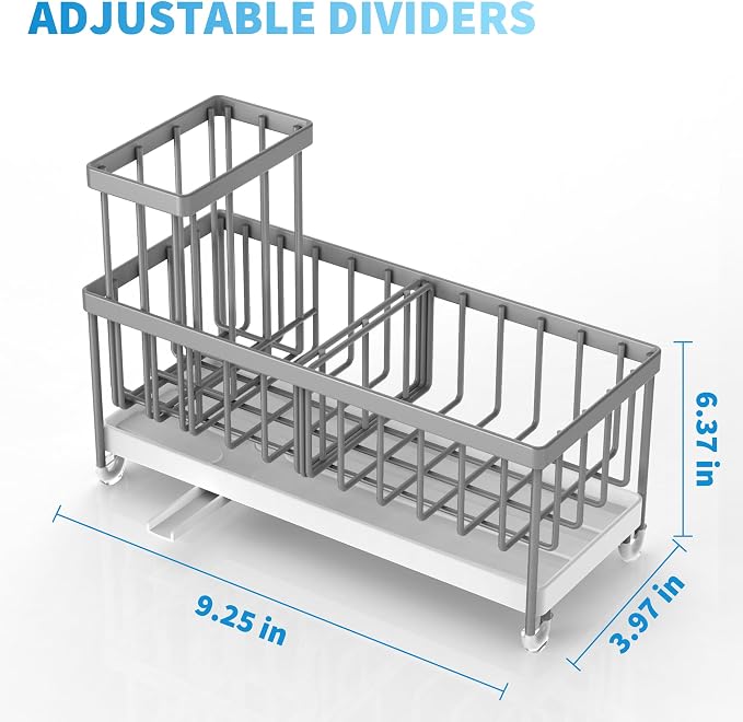 Kitchen Sink Sponge Holder, Large Light Gray Stainless Steel Caddy