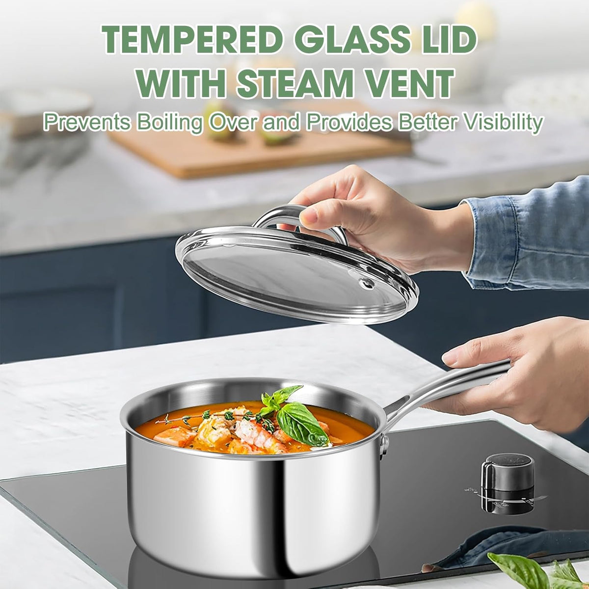 3 Ply Stainless Steel 11-Piece Cookware Set with Lids, Pots and Pans Kitchen – features