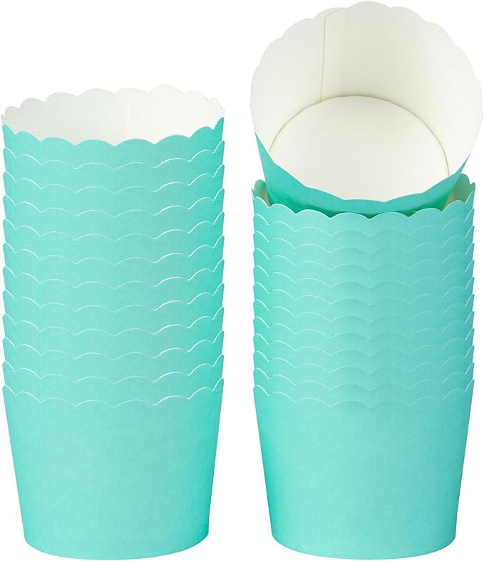 Baking Cups - Turquoise Scalloped Paper Liners, 3 oz, 200 Count
