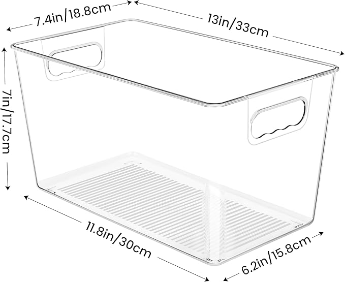 Kitchen Storage Organizer Bins, 10 Pack Clear Plastic with Handles