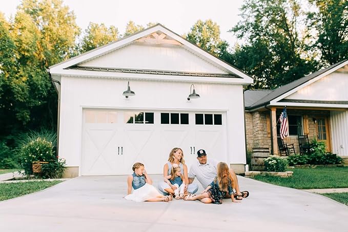 Steel Lighting Co. Gardena Barn Light | Outdoor Wall Mounted | 16" Dome | 16" Gooseneck | Farmhouse Light Made in America | Matte Black Exterior/Brass Interior
