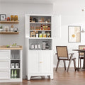 Pantry Cabinet, 69 Inch Tall Metal Freestanding with Glass Doors, White
