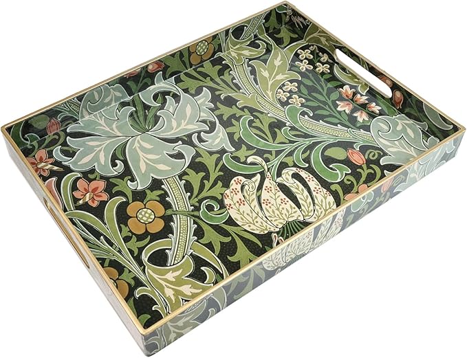 Rectangular Plastic Serving Tray with Handles, 15.7 x 11.8 Inch