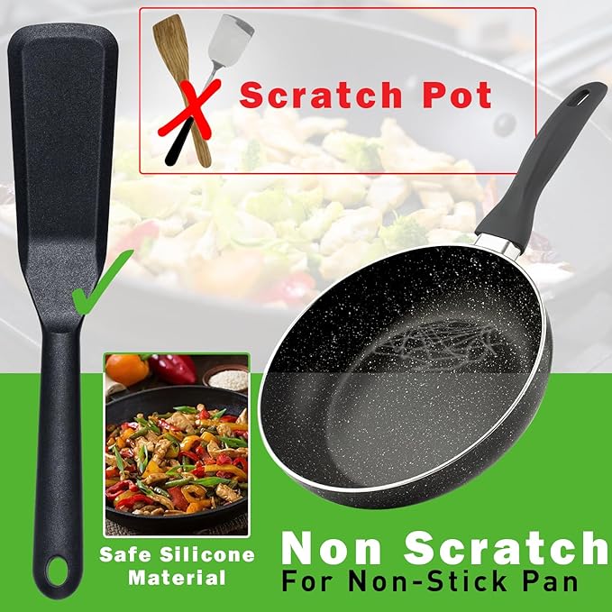 Eggssentials Pack of 2, Egg Spatula - Non-Stick, High Heat Resistant Kitchen Tools for Panckes, Eggs, Baking, Cooking, and Mixing - Red & Black
