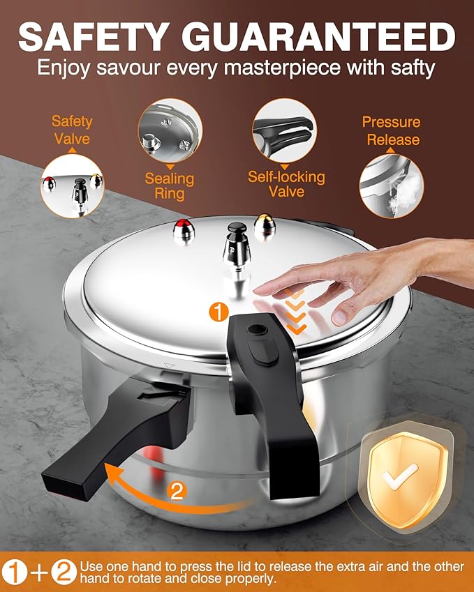 WantJoin 14Qt Aluminum Pressure Cooker w/Release Valve & Multiple Protective Devices,Pressure Canner Compatible with Gas & Induction Cooker,Canner Rack Included