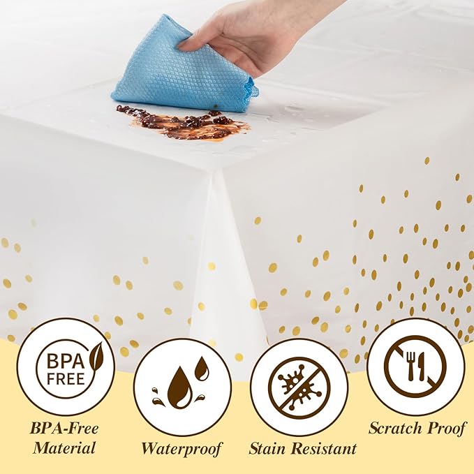 Plates Set, Gold Square Plastic, 352 Pieces for 50 Guests