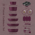 Cookware Set, 21 Piece Nonstick Aluminum with Detachable Handles