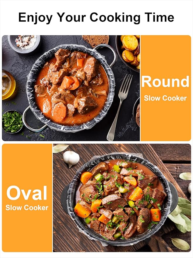 SMARTAKE Slow Cooker Liners, Large Size 13"x 21" Disposable Cooking Bags, Fit 3QT to 8QT for Slow Cooker, Cooking Trays, Suitable for Oval & Round Pots, 30 Liners