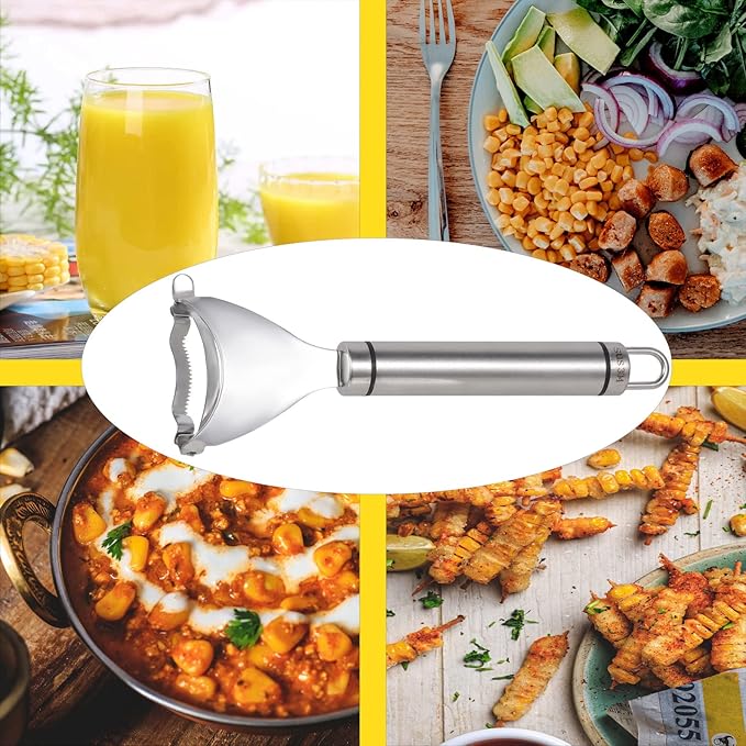 Corn Peeler, Corn stripper for corn on the cob remover tool,Stainless steel multifunctional Kitchen Grips Corn planer Cob Cutter kernels, with Hand Protect