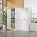 Tall Pantry Storage Cabinet, 71-Inch White Metal with Doors and 4 Shelves
