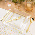 Plates Set, 352 Pieces, Clear Plastic with Gold Rim