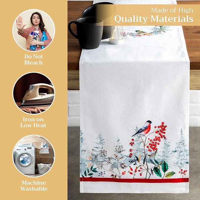 Table Runner 100% Cotton, Double Layer, 14.5 x 108 Inch, Morzine Print