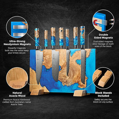 "Tsunami" Extra Large Magnetic Knife Block - Holds Up to 16 Knives