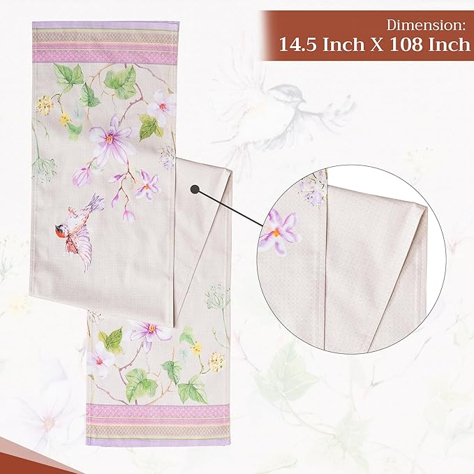 Table Runner in Magnolia Mornings, 100% Cotton, 14.5 x 108 Inches