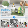Kitchen Sink Organizer with Brush Holder, 304 Stainless Steel, Sage Green