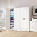 Pantry Cabinet, 71-Inch Tall White Steel Storage Cabinet with Doors