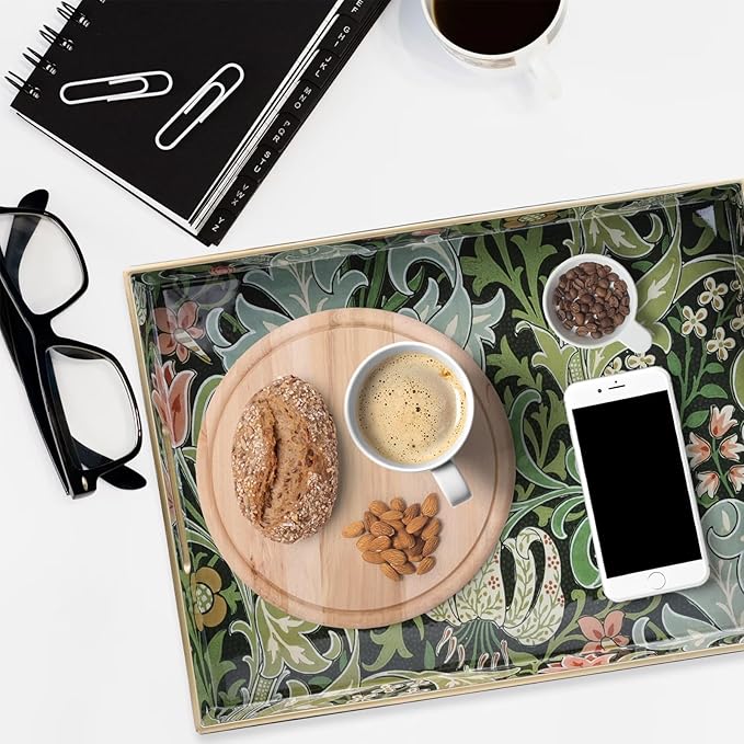 Rectangular Plastic Serving Tray with Handles, 15.7 x 11.8 Inch