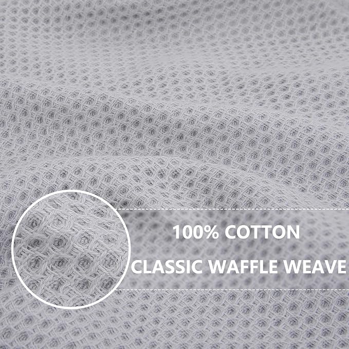 Dish Towels Cotton Waffle Weave Dishcloths, 8-Pack, Light Gray