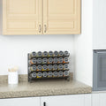 Spice Rack Organizer, 4-Tier Black Steel with 28 Glass Jars and 386 Labels