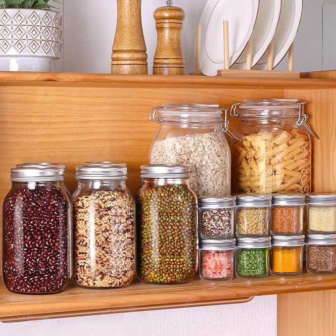 Glass Mason Jars 24 oz 6-Pack with Lids and Bands