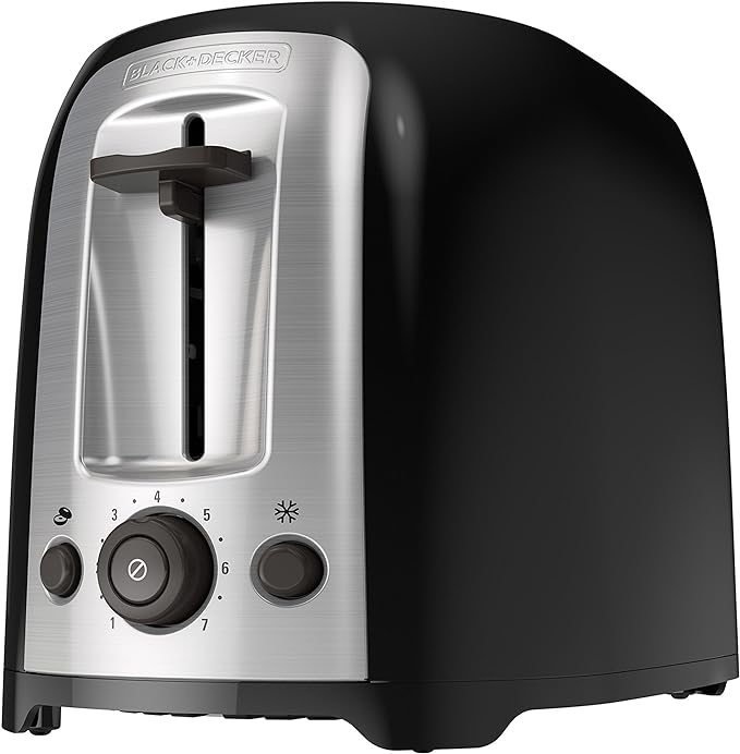 BLACK+DECKER 2-Slice Toaster, TR1278BD, Extra Wide Slots, 7 Shade Settings, 850 Watts, Frozen and Bagel Buttons