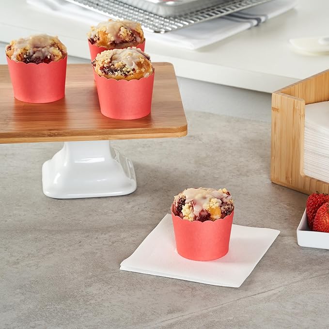 Baking Cups 200 Count Red Scalloped Paper, Oven-Ready and Greaseproof