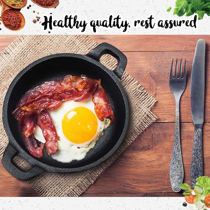 Skillets: 2-Pack 5-Inch Black Cast Iron Mini Pans