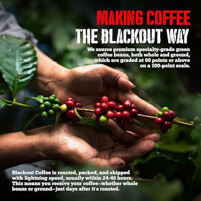 Blackout Coffee Caramel Cream Flavored Ground Coffee – Medium Roast, Smooth Taste, Guilt-Free Indulgence – Freshly Roasted 12oz Bag, American Made