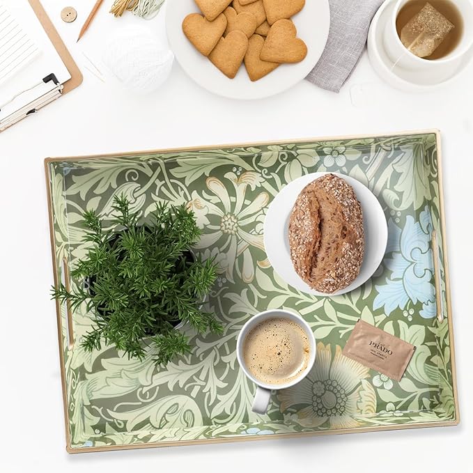 Plastic Serving Tray with Handles, 15.7 x 11.8 Inch Rectangular