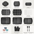 Bakeware Set, 25-Piece Stackable Nonstick Carbon Steel, Black