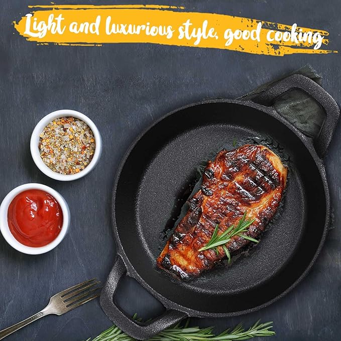 Skillets: 4-Pack Black Cast Iron Mini Pans with Double Loop Handles