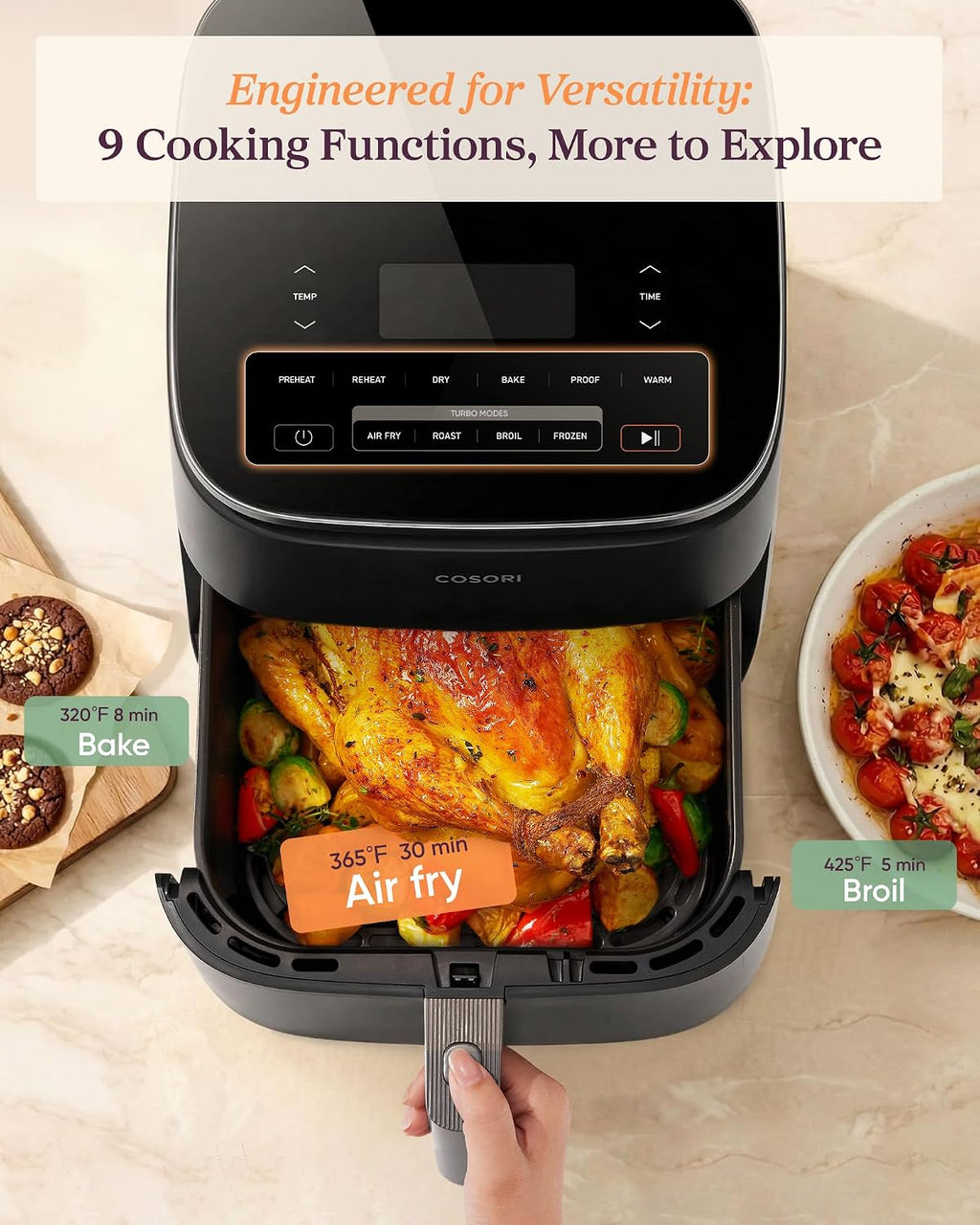 TurboBlaze Air Fryer, 9-in-1, 6 Qt, PFAS-Free Ceramic Coating – close-up