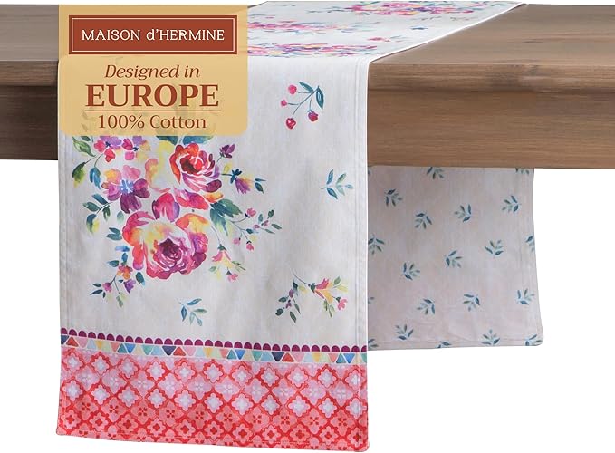 Table Runners 14.5 x 108 Inch Double Layer 100% Cotton Rose Garden