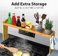 Spice Rack Shelf Over Stove, 31.5 Inch Bamboo with 6 Hooks