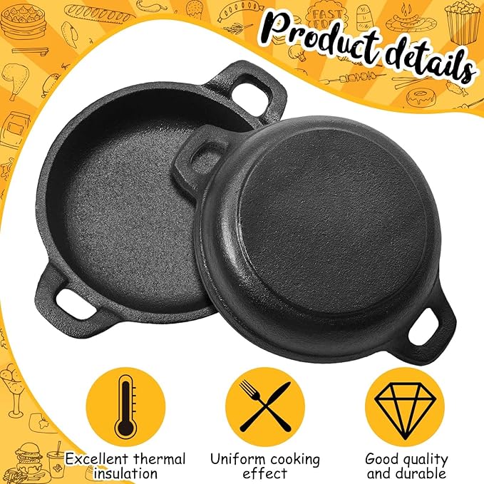 Skillet, 5 Inch Mini Cast Iron Pan in Black with Double Loop Handles