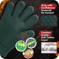 Protective Mitts Potholders - Silicone Smoker Gloves in Dark Green