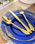 Disposable Plastic Plates, Clear Blue, 350 Pieces for 50 Guests